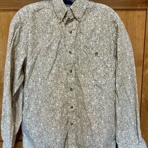 George Strait Wrangler Men's Tan Patterned Button Down Shirt